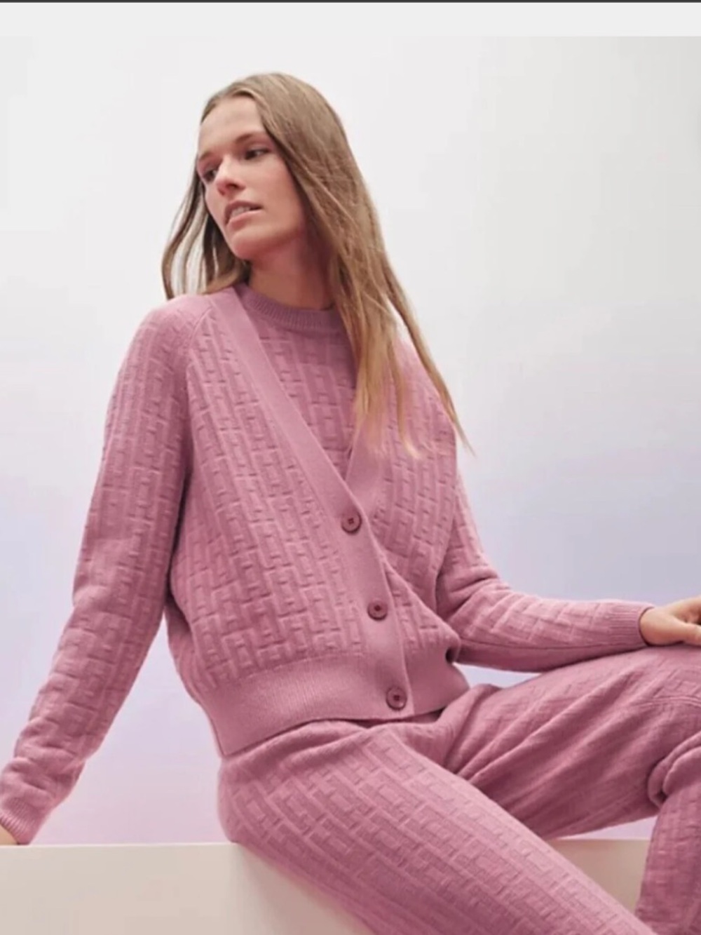 Hermes Rose Aphrodite H Cardigan 36